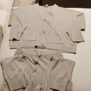 H&M Taupy Beige Knit Cardigan and Pants Set M